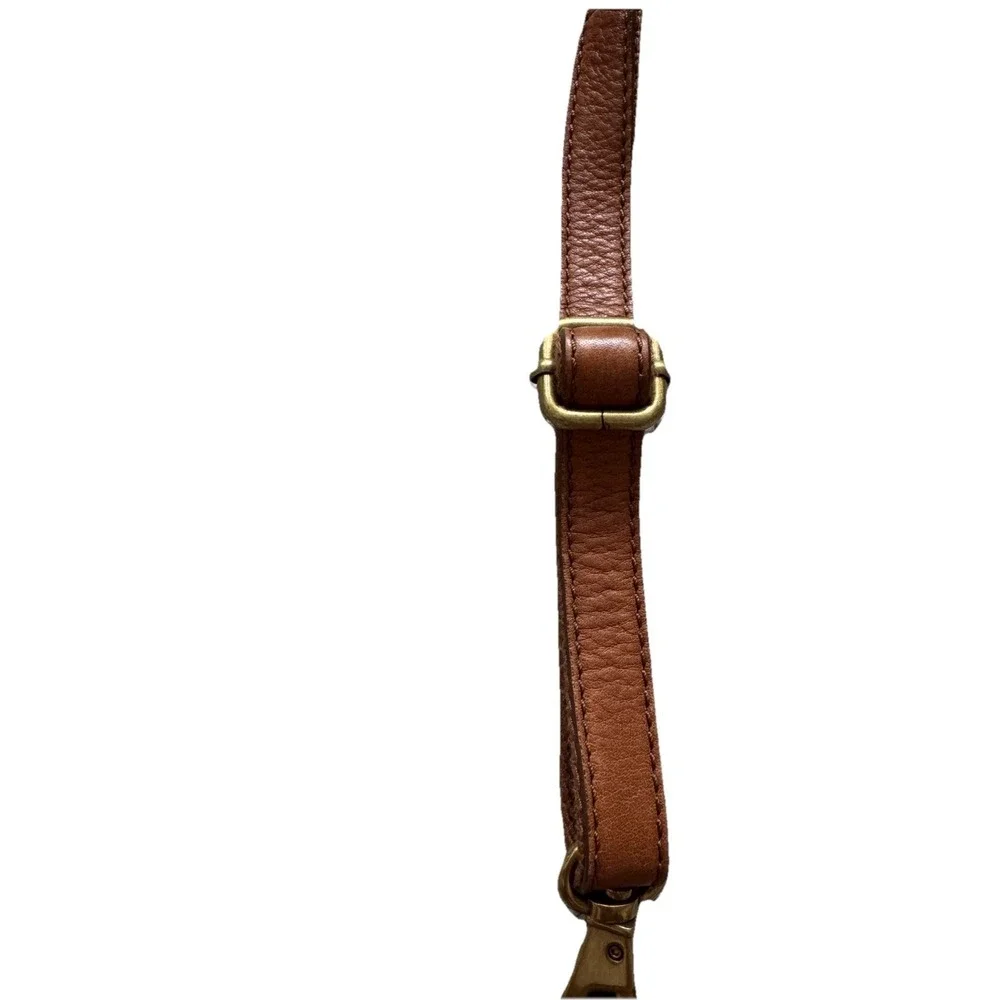 Fossil Issue 54 Brown‎ Leather Messenger Bag Crossbody Charm Satchel Chain Purse